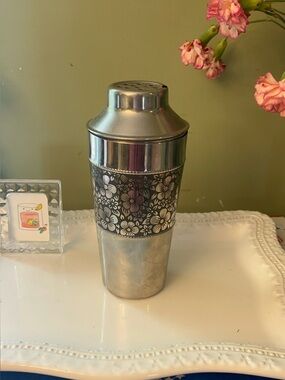 MCM Stainless Steel Cocktail Martini Shaker with Floral Band